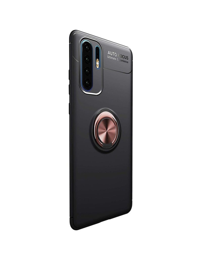 Huawei P30 Pro Ravel Standlı Yüzüklü Silikon Kılıf Siyah Gold