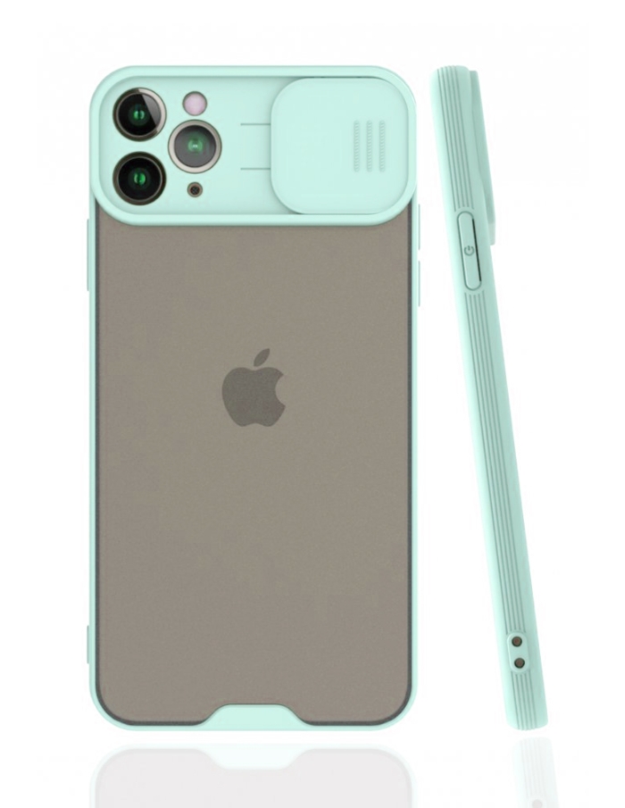 iPhone 11 Pro Max Kamera Sürgülü Korumalı Kılıf Yeşil
