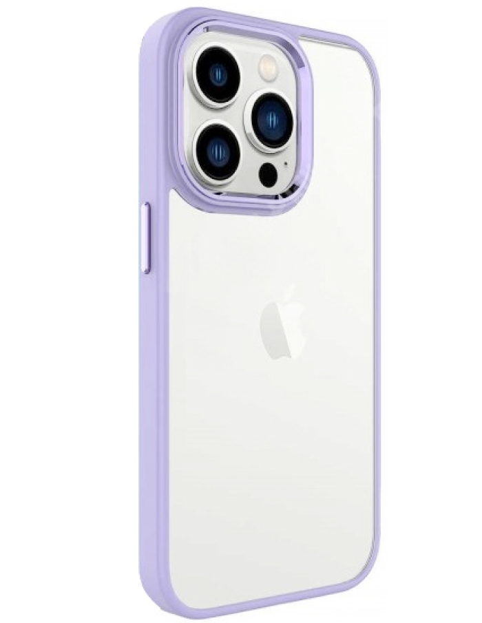 iPhone 11 Pro Max Krom Lens ve Tuş Korumalı Çerçeveli Kılıf Lila