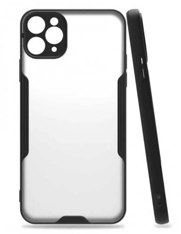 iPhone 11 Pro Max Tam Korumalı Renkli Kenarlı Parfe Kılıf Siyah