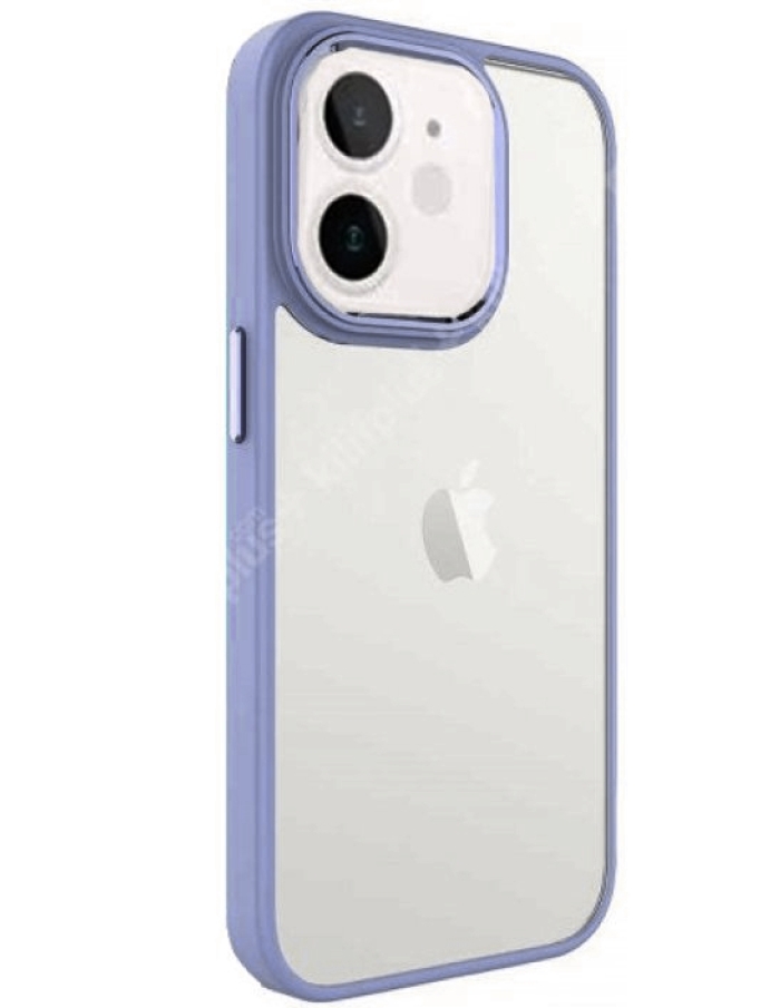 iPhone 12 Krom Lens ve Tuş Korumalı Çerçeveli Kılıf Mavi