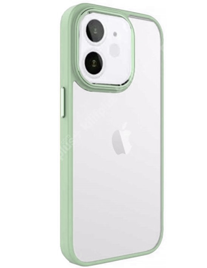 iPhone 12 Krom Lens ve Tuş Korumalı Çerçeveli Kılıf Yeşil
