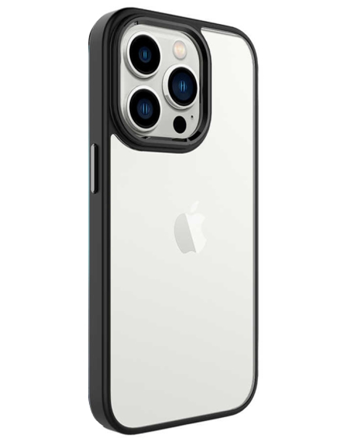 iPhone 12 Pro Max Krom Lens ve Tuş Korumalı Çerçeveli Kılıf Siyah