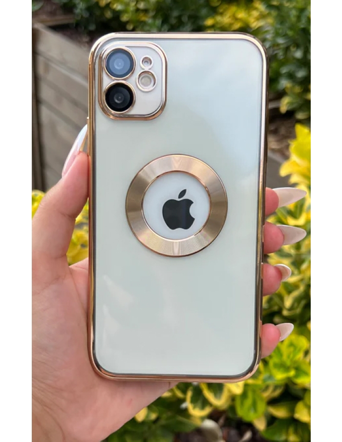 iPhone 14 Plus Kamera Lens Koruyuculu Kılıf Mor Gold