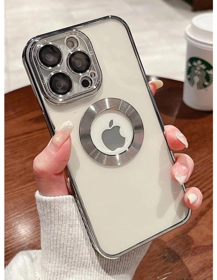 iPhone 14 Pro Max Kamera Lens Koruyuculu Kılıf Mor Gümüş