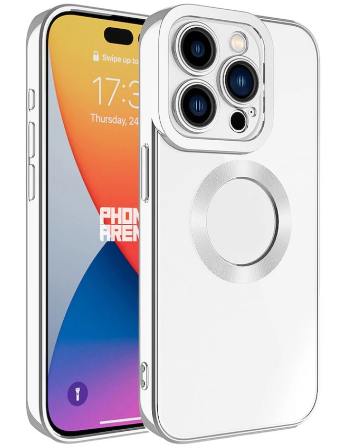 iPhone 15 Pro Max Kamera Lens Korumalı Kılıf Gümüş