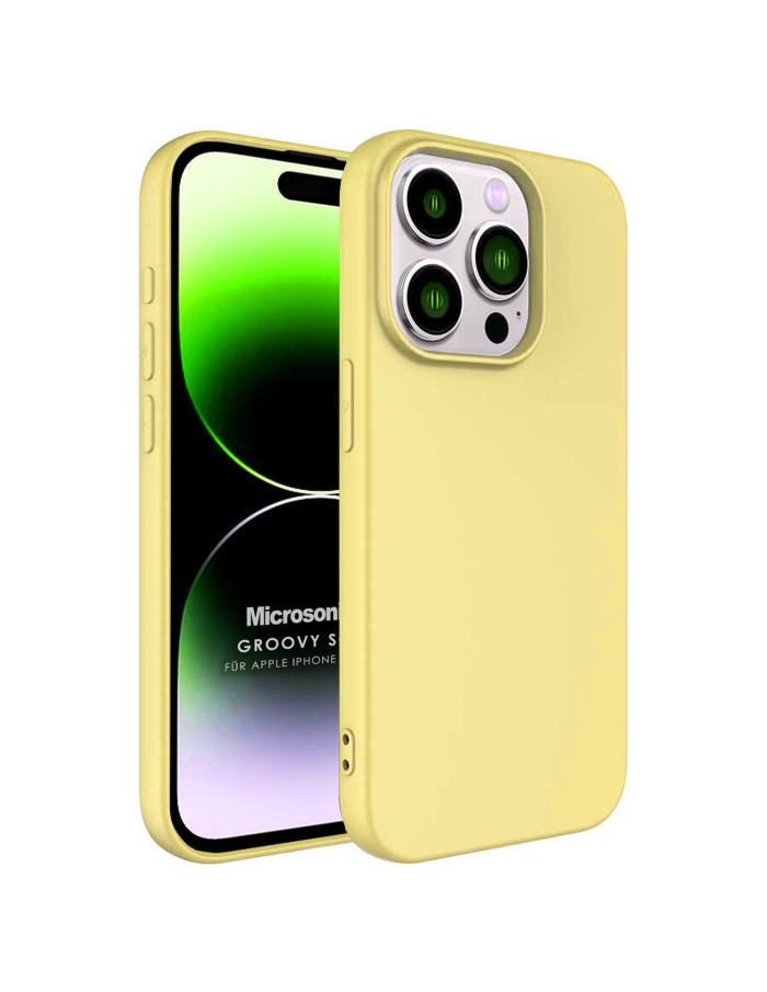 iPhone 15 Pro Max Lansman İçi Kadife Silikon Kılıf Tüm Renkler Sarı