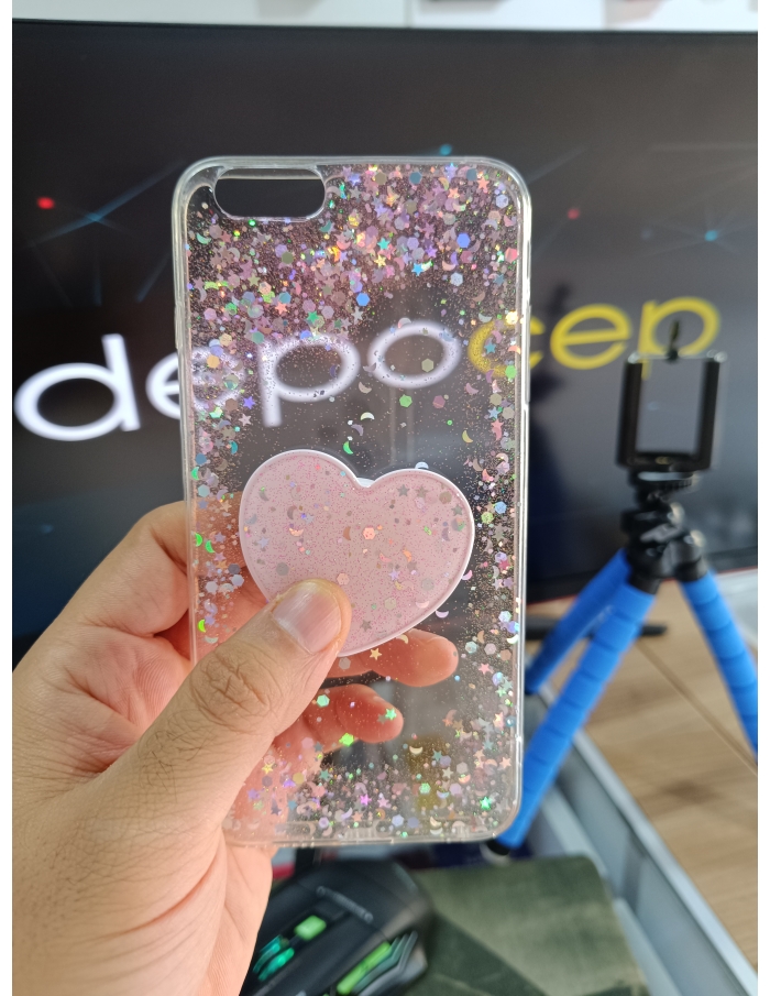 iPhone 6/6S Plus Simli Kalpli Silikon Kılıf Pembe
