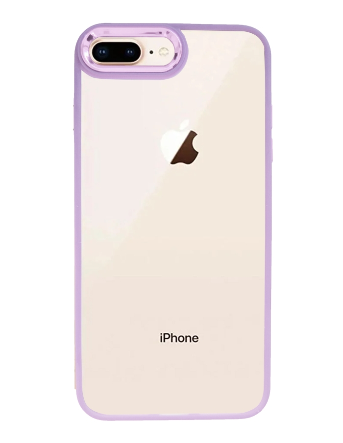 iPhone 7/8 Plus Krom Lens ve Tuş Korumalı Çerçeveli Kılıf Lila
