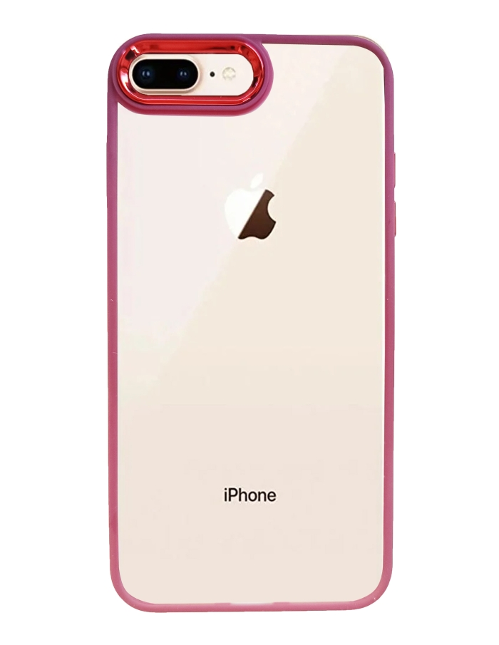 iPhone 7/8 Plus Krom Lens ve Tuş Korumalı Çerçeveli Kılıf Bordo