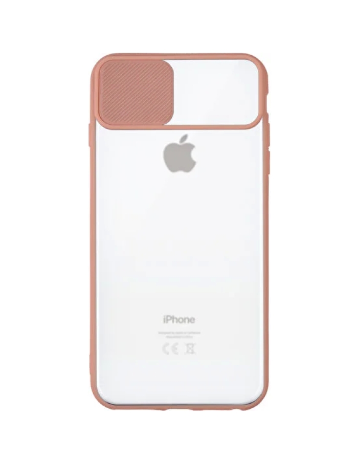 iPhone 7 Plus/8Plus Kamera Sürgülü Çerçeveli Silikon Kılıf Renk Seçenekli Pembe