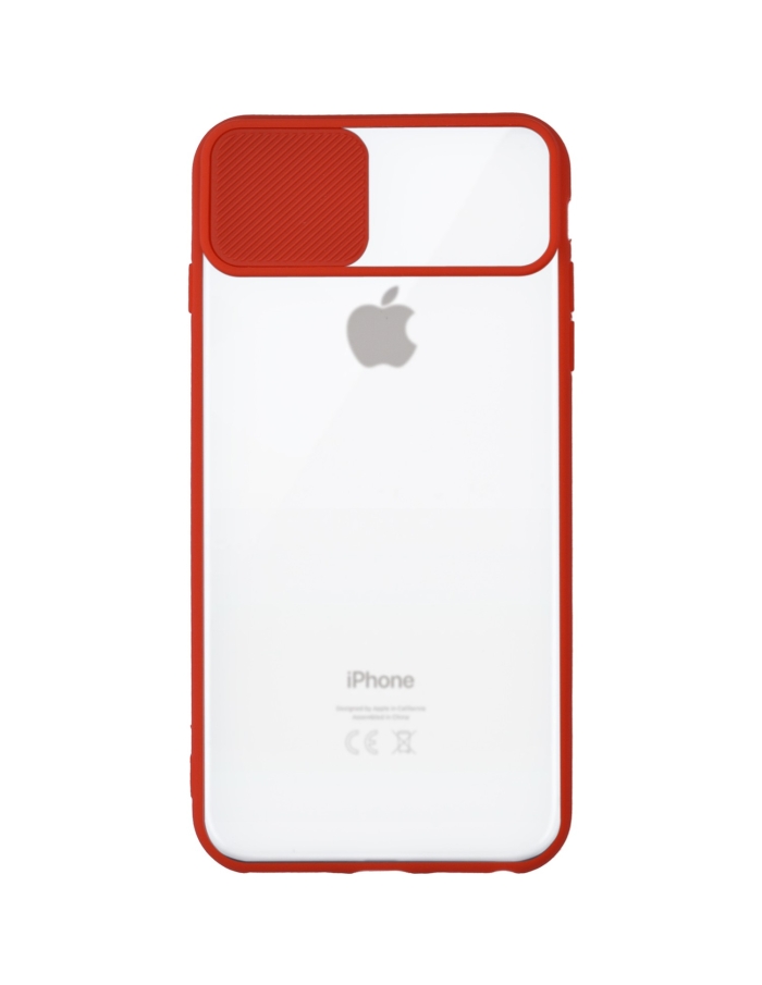 iPhone 7 Plus/8Plus Kamera Sürgülü Çerçeveli Silikon Kılıf Renk Seçenekli Kırmızı