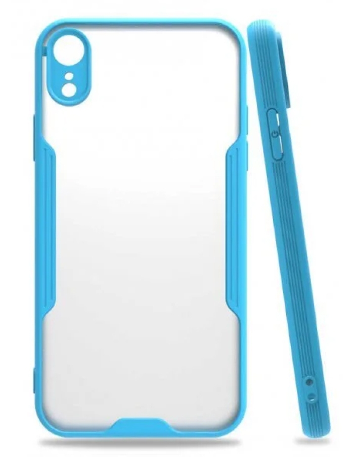 iPhone XR Tam Korumalı Renkli Kenarlı Parfe Kılıf Mavi