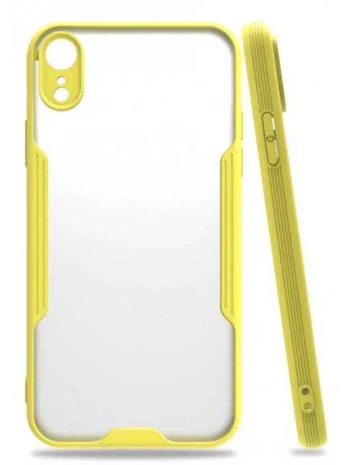 iPhone XR Tam Korumalı Renkli Kenarlı Parfe Kılıf Sarı