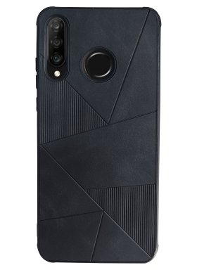 Huawei P30 Lite Siyah Deri Kılıf Yumuşak