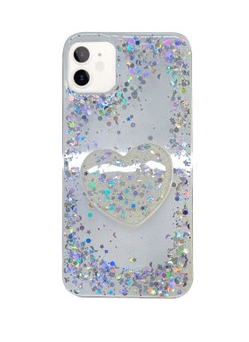 iPhone 11 Simli Kalpli Silikon Kılıf Gümüş