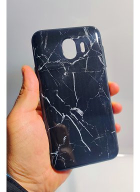 Samsung Galaxy J4 Siyah Mermer Desenli Kılıf