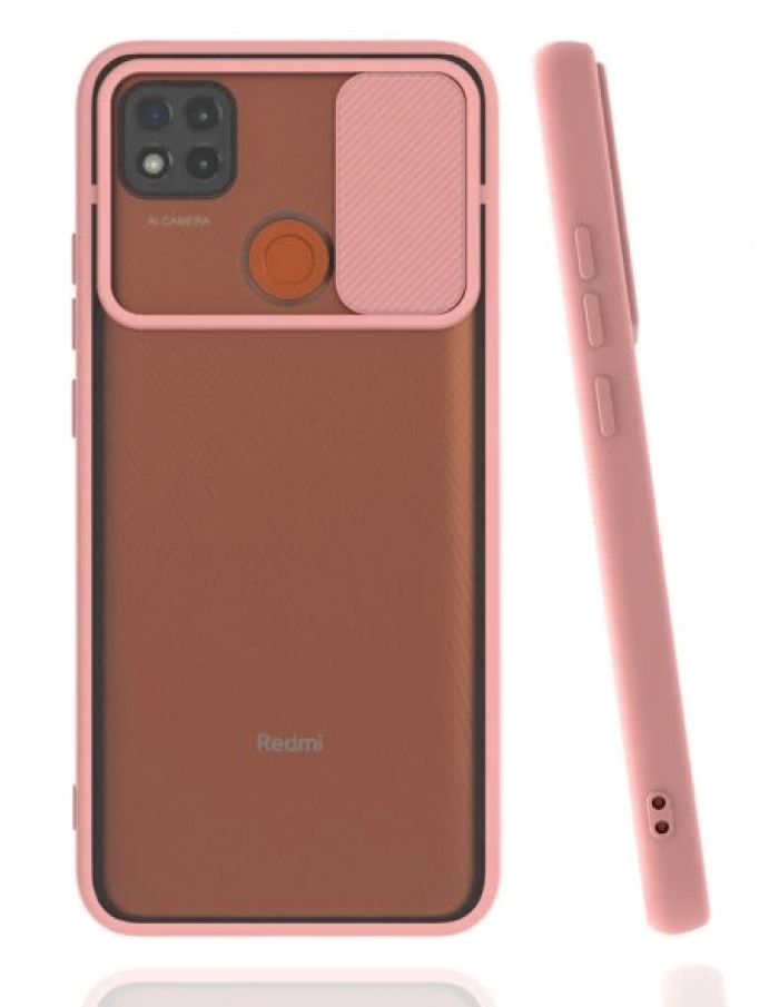 Xiaomi Redmi 9C Kamera Sürgülü Kılıf Pembe