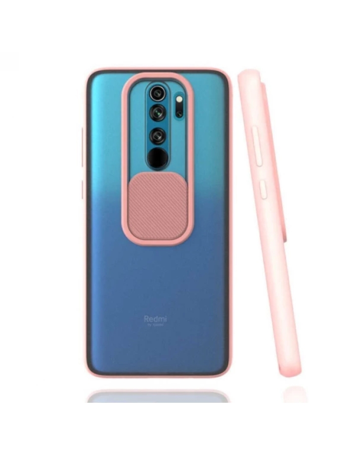 Xiaomi Redmi Note 8 Pro Kamera Korumalı Sürgülü Kılıf Pembe