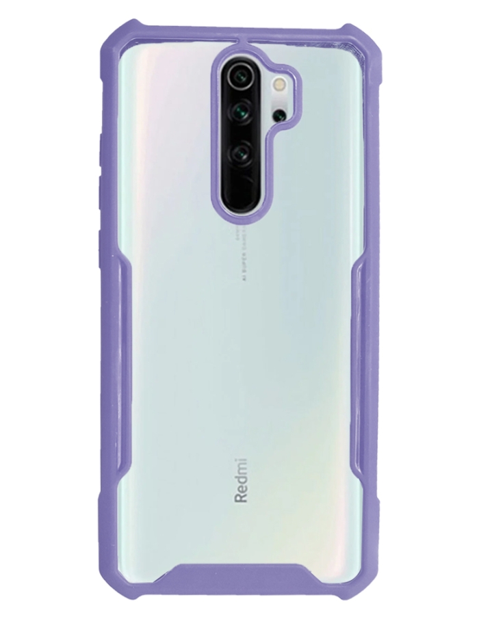 Xiaomi Redmi Note 8 Pro Şeffaf Cam görünümlü kılıf Lila