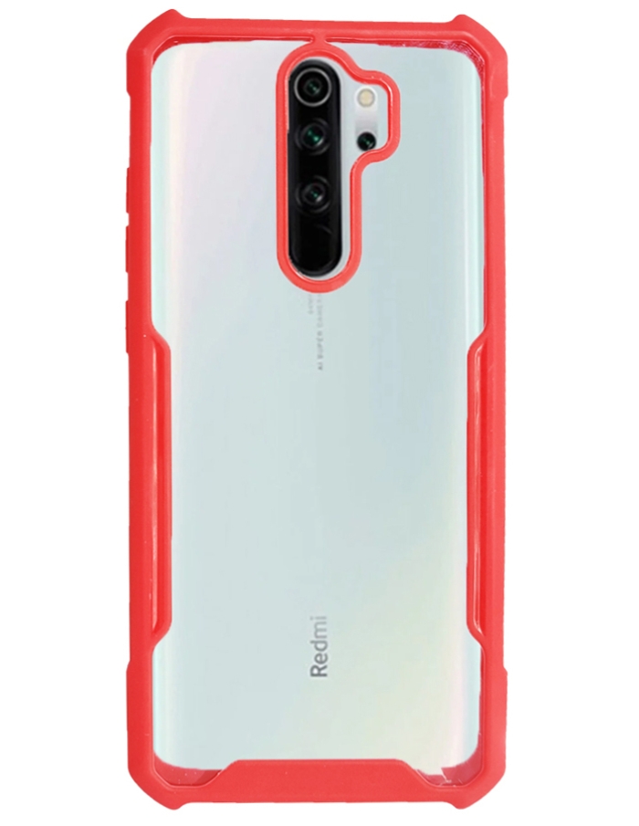Xiaomi Redmi Note 8 Pro Şeffaf Cam görünümlü kılıf Kırmızı